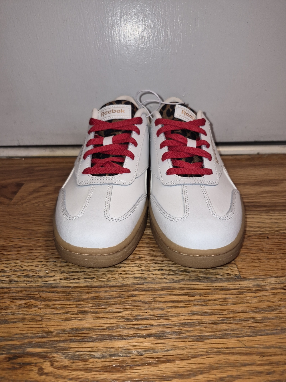 Reebok Kids Classic White Leather Sneakers with Red Laces